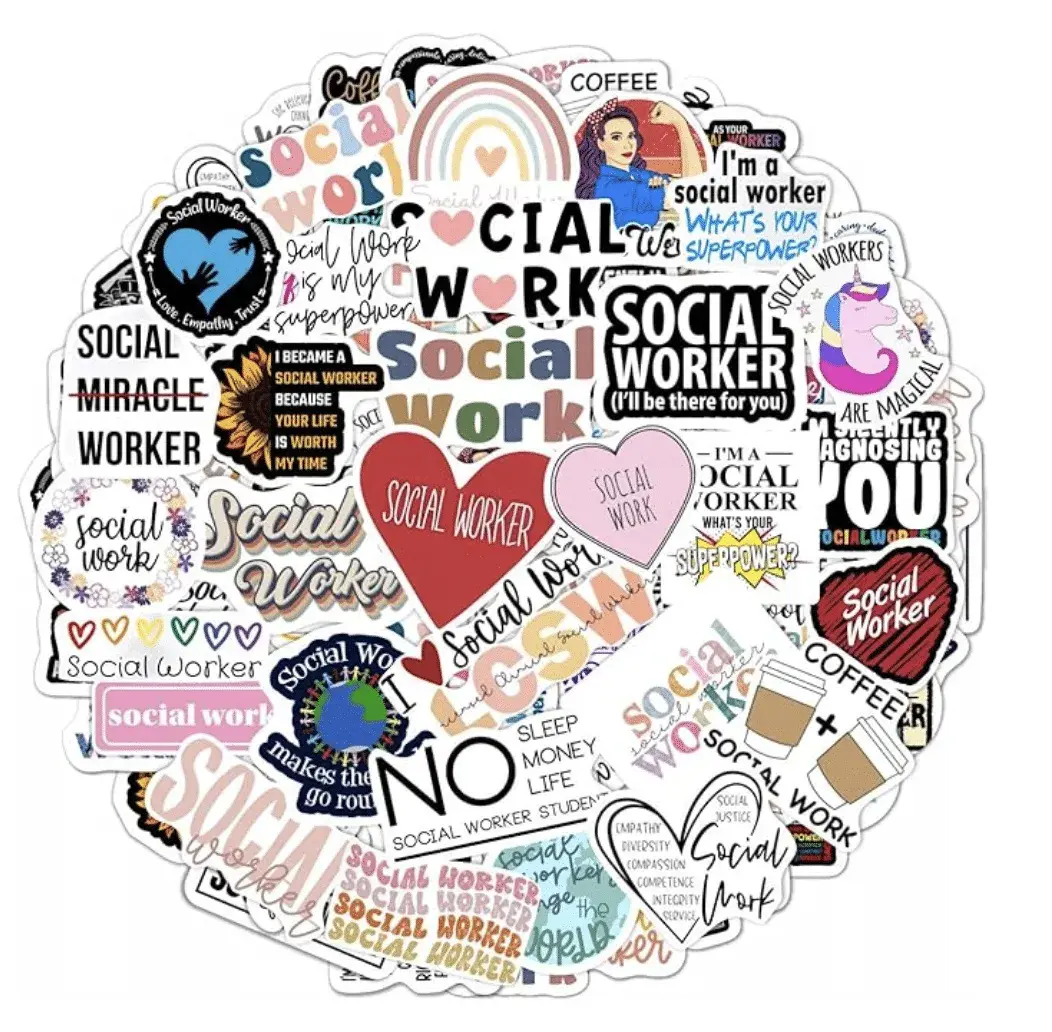Funny Social Worker Stickers for Water Bottles - Waterproof Vinyl Social Work Decals
