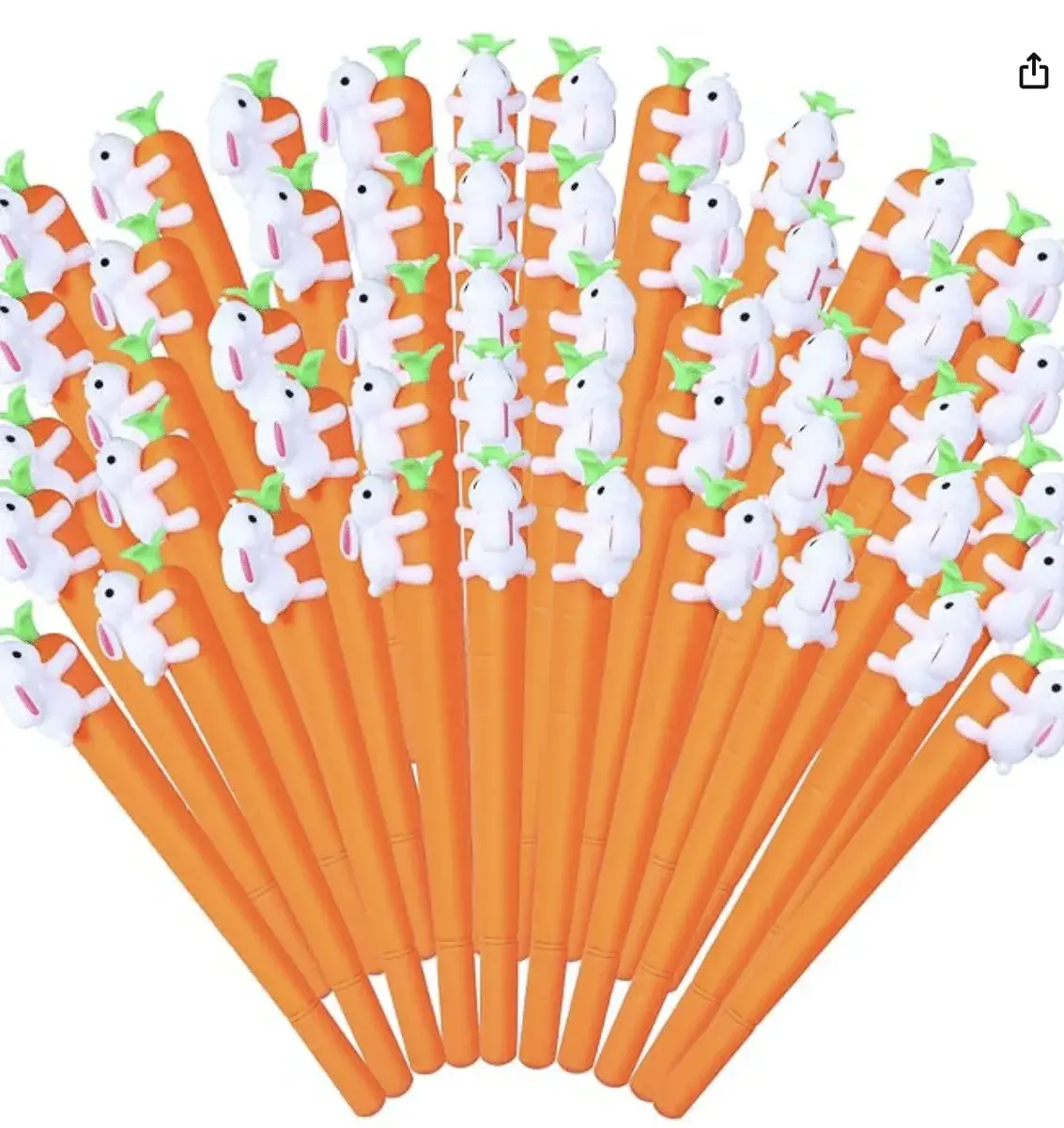 50 Pcs Easter Pen Carrot Bunny Gel Ink Pen Easter Gift 0.5 mm Rabbit Pen Cute Carrot Refillable Black Ink Gel Pens