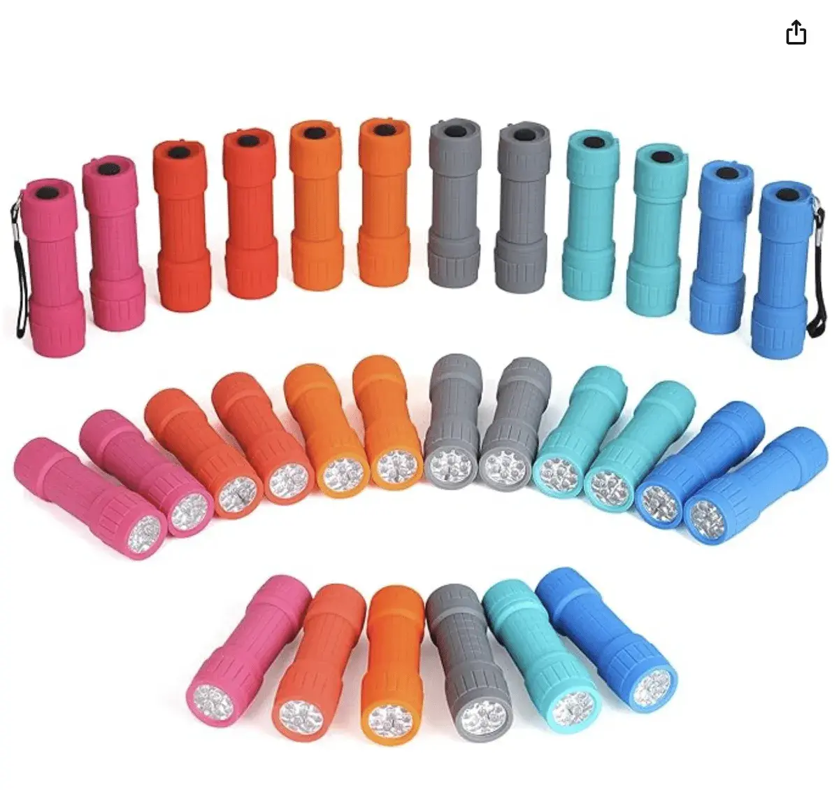 30 Pack of mini-LED Flashlights with lanyard and batteries installed