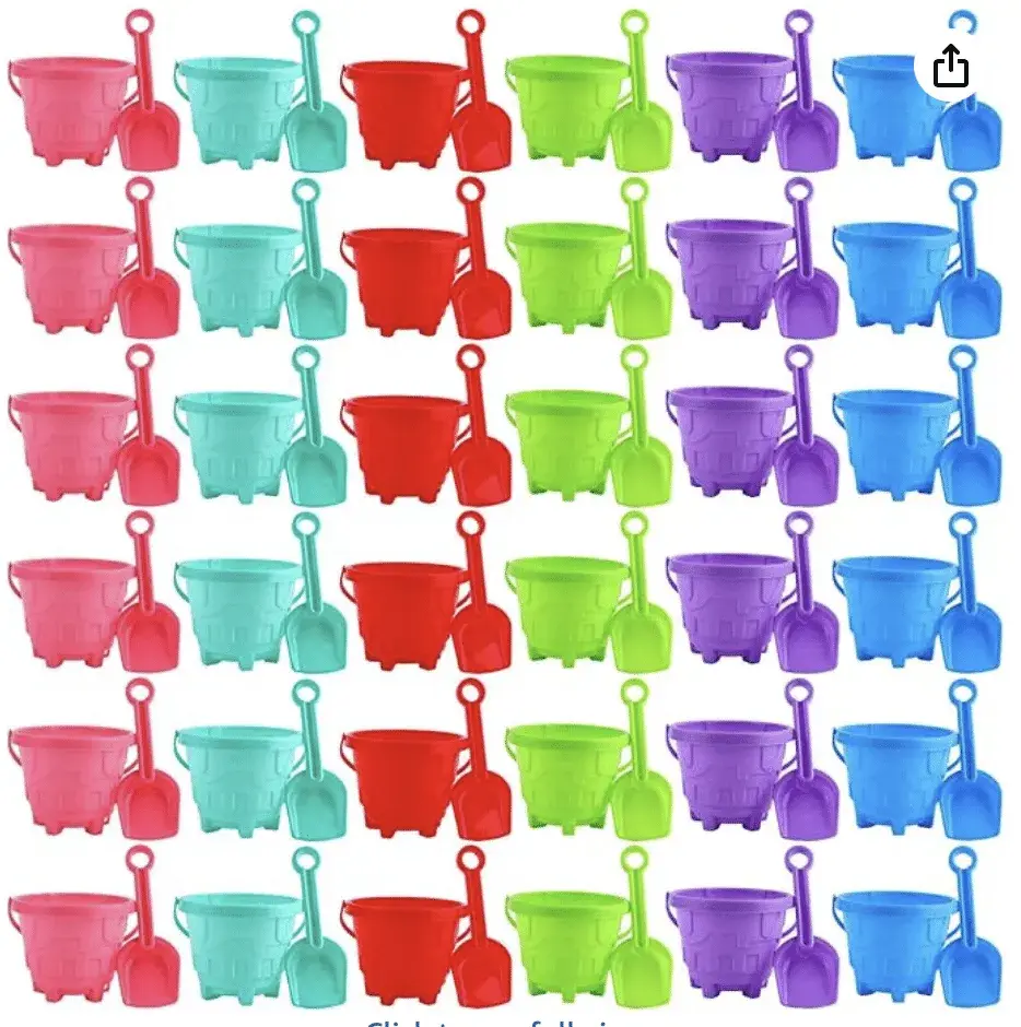 72 Pack Castle Model Beach Buckets 5.5 Inch Sand Buckets Sand Shovels