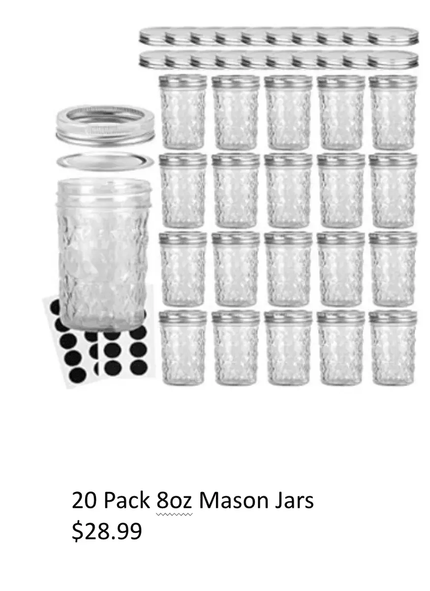 20 Pack 8 oz Mason Jars with Lids and Chalkboard Labels