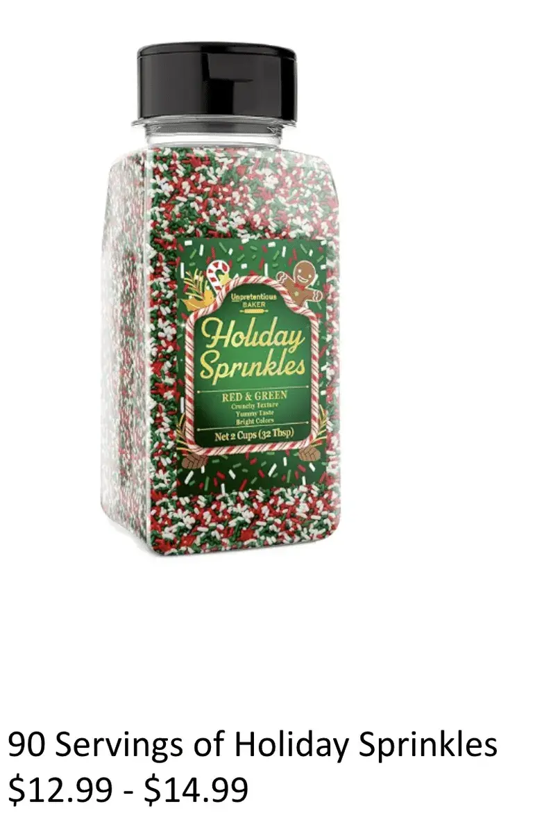 Unpretentious Baker Holiday Sprinkles, Red and Green, 90 Servings