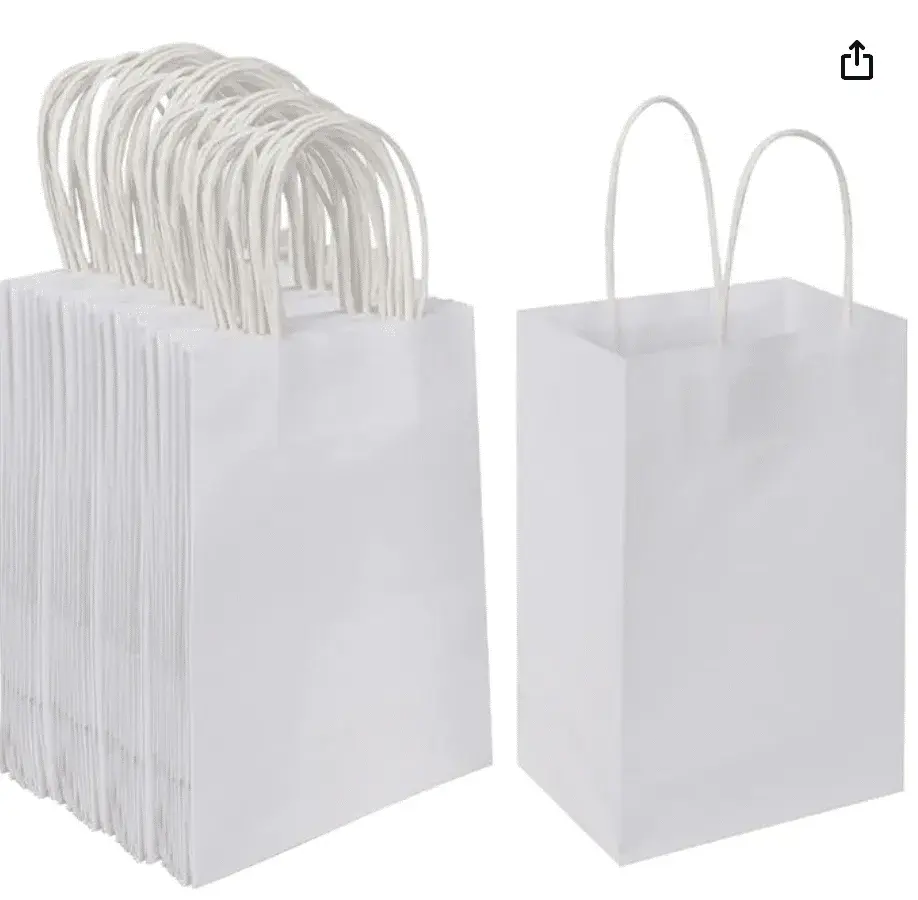 100 Pack 5.25x3.25x8.25 Inch Small Kraft Bags with Handles Bulk