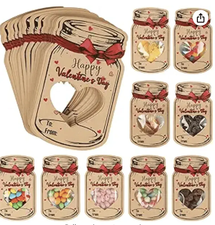 Valentines Day Cards for Kids-50 Pack Happy Valentine's Day Card Bulk with 50 Treat Bags-DIY Valentine Exchange Cards for Boys Girls Toddler School Class Classroom Party Favors (Candy Not Included)
