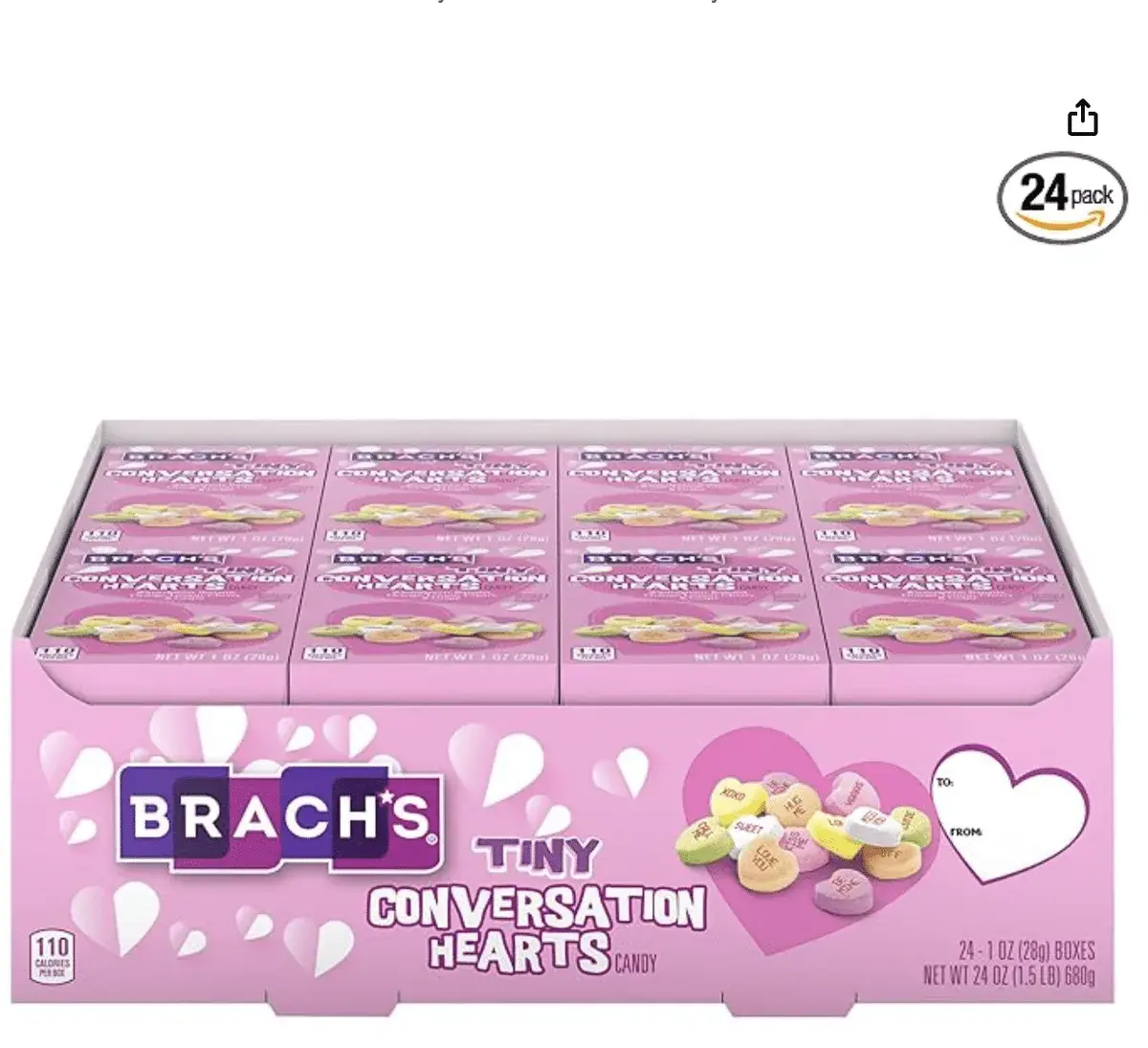 Brach's Valentine's Day Tiny Conversation Hearts, Friendship Exchange, 1 oz Boxes, 24 Ct