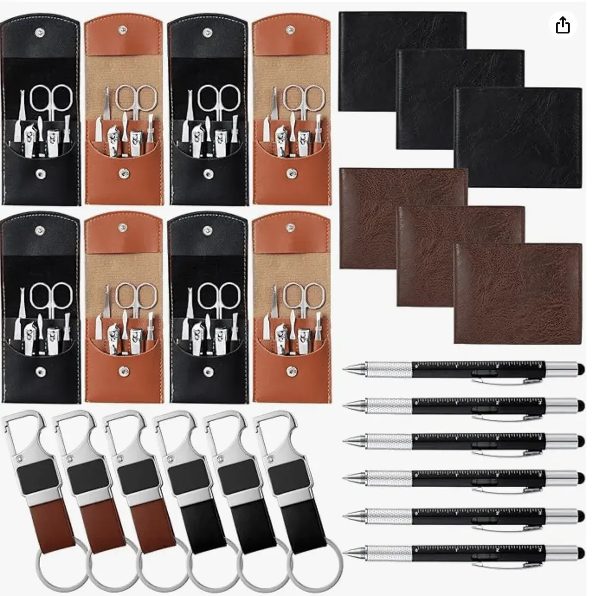 Gifts for Men Gifts Bulk Nail Clipper Multitool Pens Leather Wallet Keychain