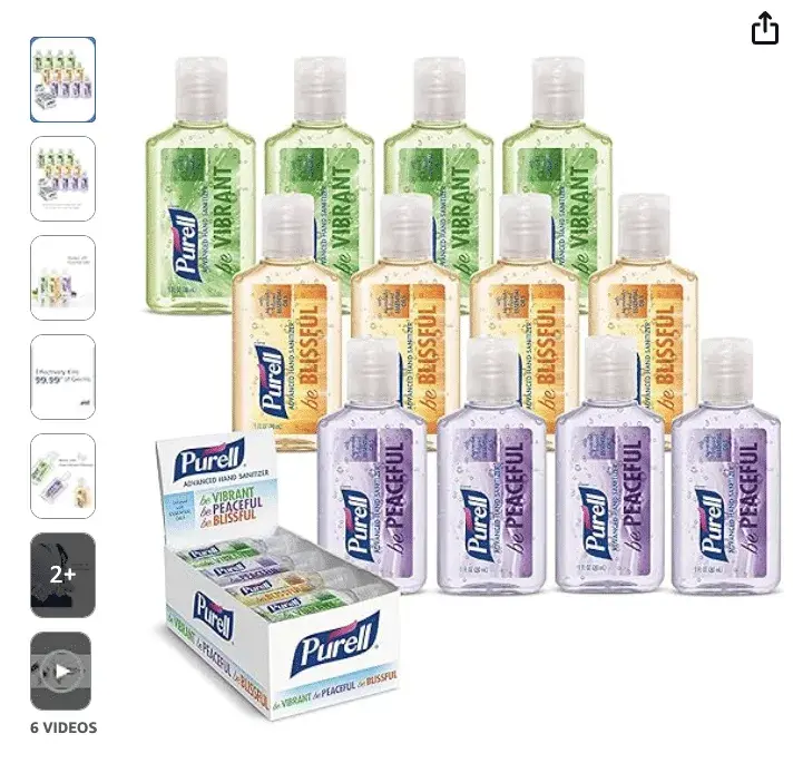 Purell Advanced Hand Sanitizer Travel Bottles, Be Vibrant, Be Peaceful and Be Blissful