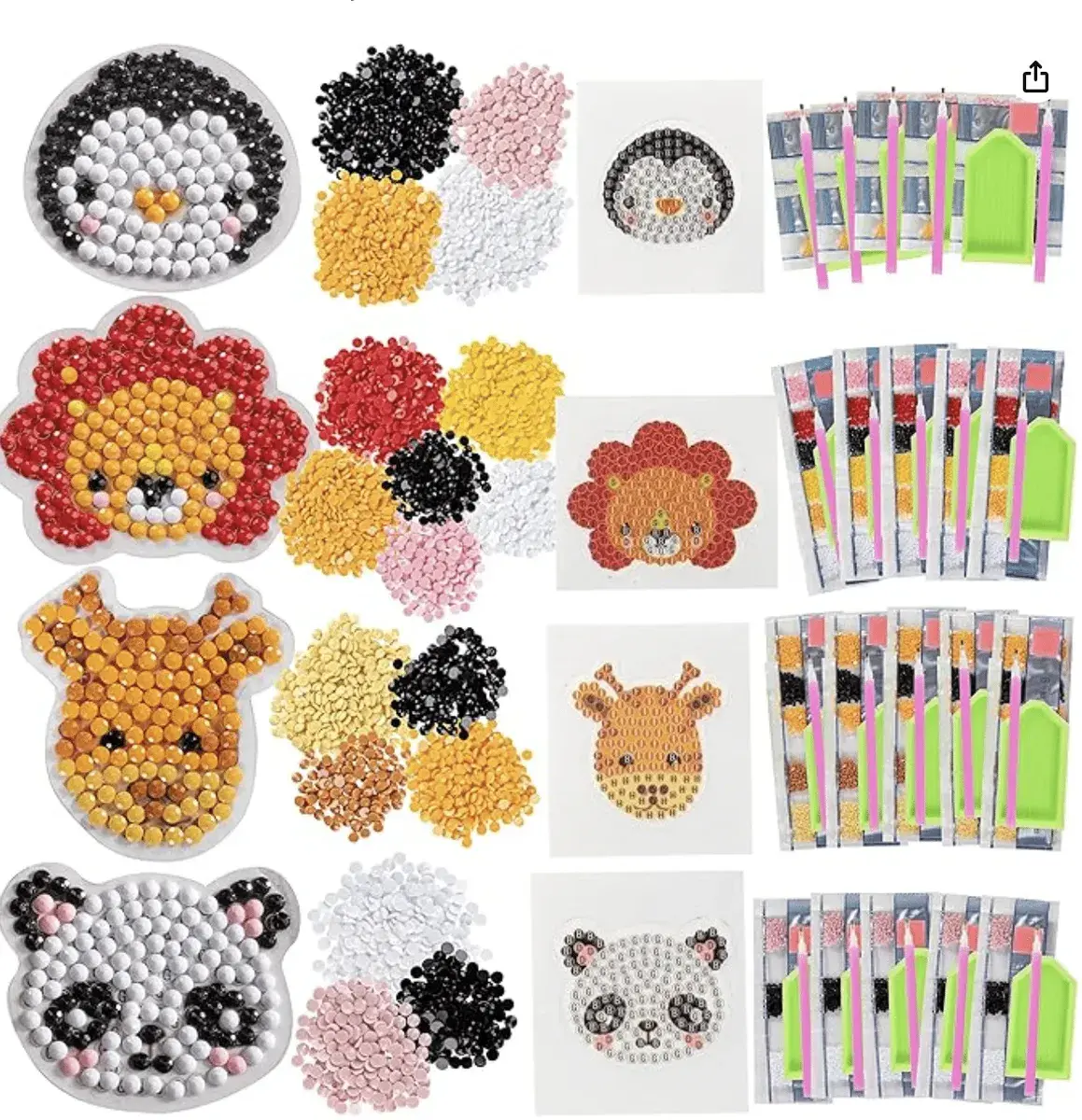 Diamond Gem Painting Craft Favor Kits -Zoo Buddies- 20 Individually Packaged, All-in-One Packs -Fun & Unique Gem Art Project Activity Gift