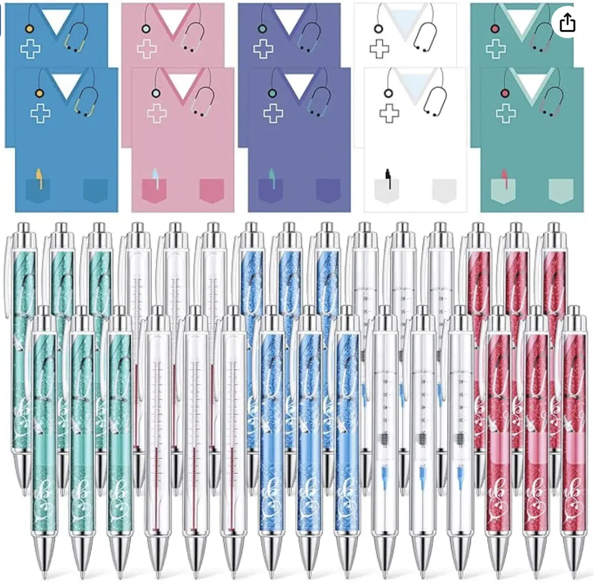 60 Pcs Funny Nurse Notepads with Pens Nurse Appreciation Gifts Set Mini Sticky Notes Funny Ballpoint Pens Bulk Medical Themed Memo Pads