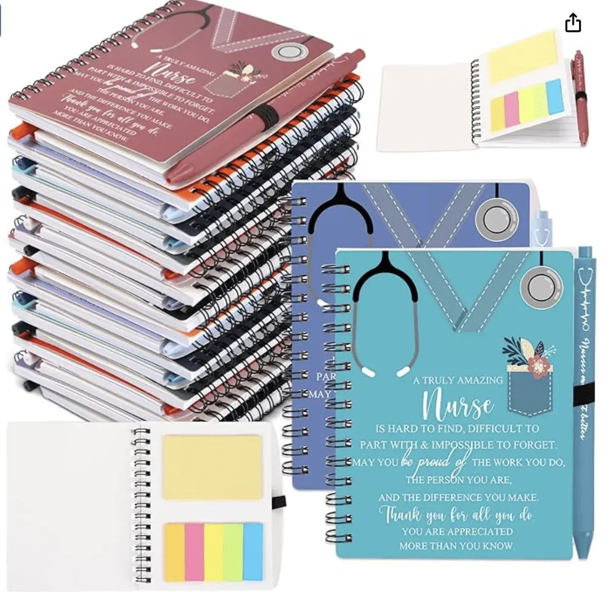 60 Sets 2025 Nurse Appreciation Gift Thank You Gifts for Medical Nursing Assistants Inspirational Spiral Notebook Journal