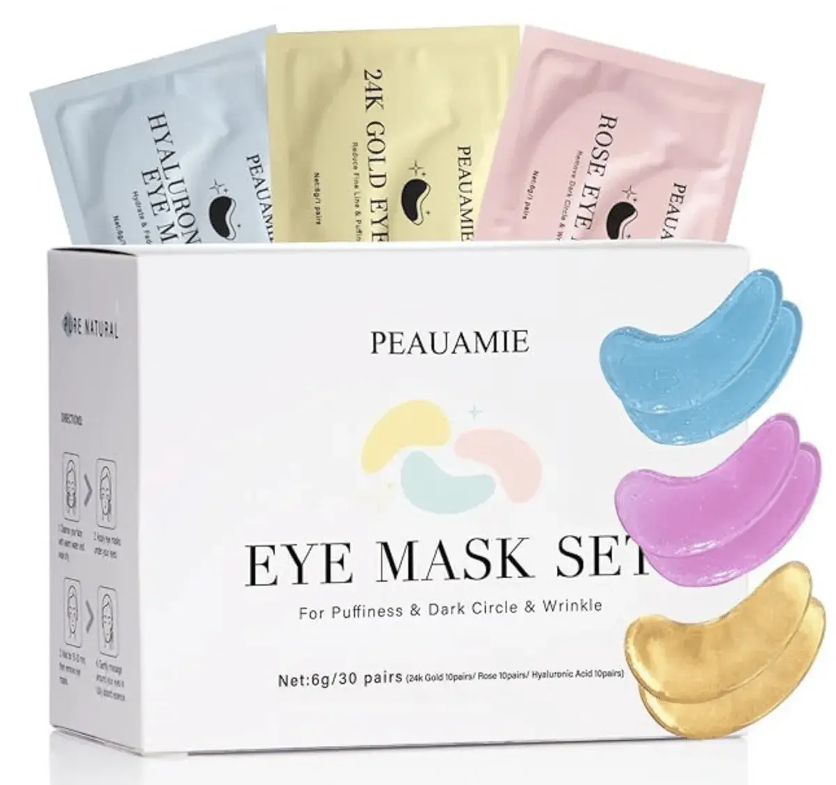 Under Eye Patches Gold and Hyaluronic Acid for puffy eyes,Rose Eye Masks for Dark Circles and Puffiness skin care Smooth Wrinkles products 30 Pairs
