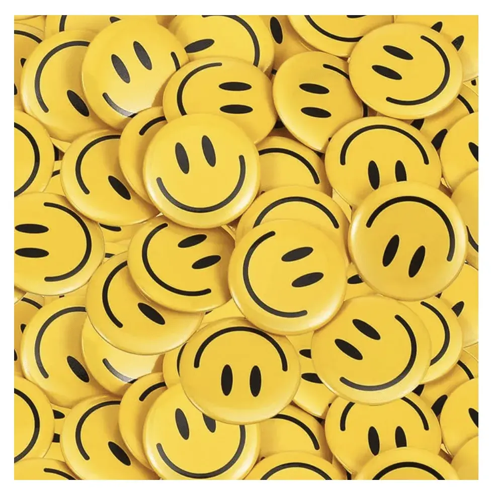 200 Pcs Happy Smile Face Button Pin Retro Pinback Badge Classic Smile Face Pin