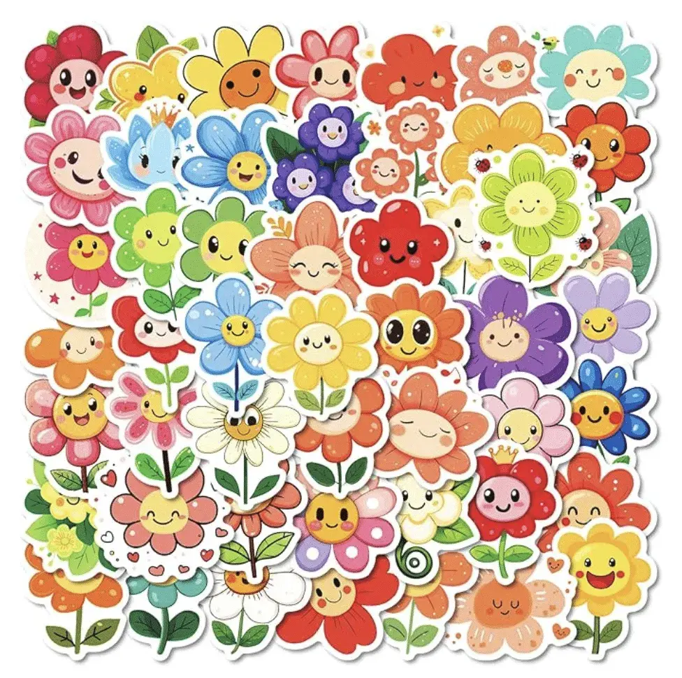Smiley Flower Stickers. Stick 'em anywhere! 50