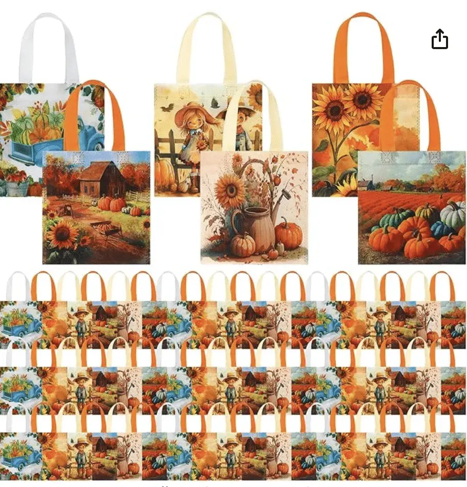 120 Pcs Fall Bags Thanksgiving Gift Bags Fall Party Favor Bags