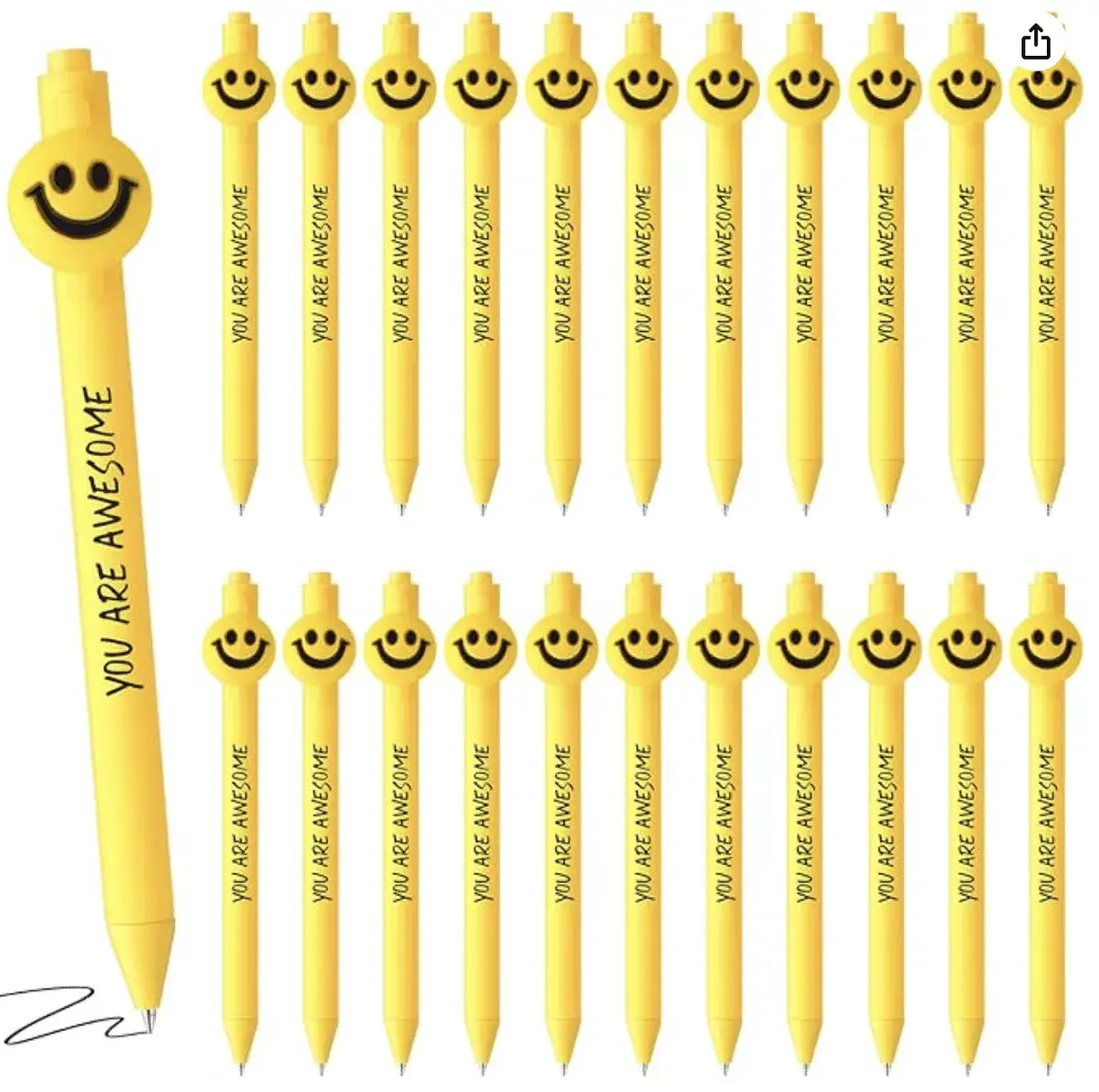 35 Pcs Yellow Pens Inspirational Gifts Employee Appreciation Smile Face