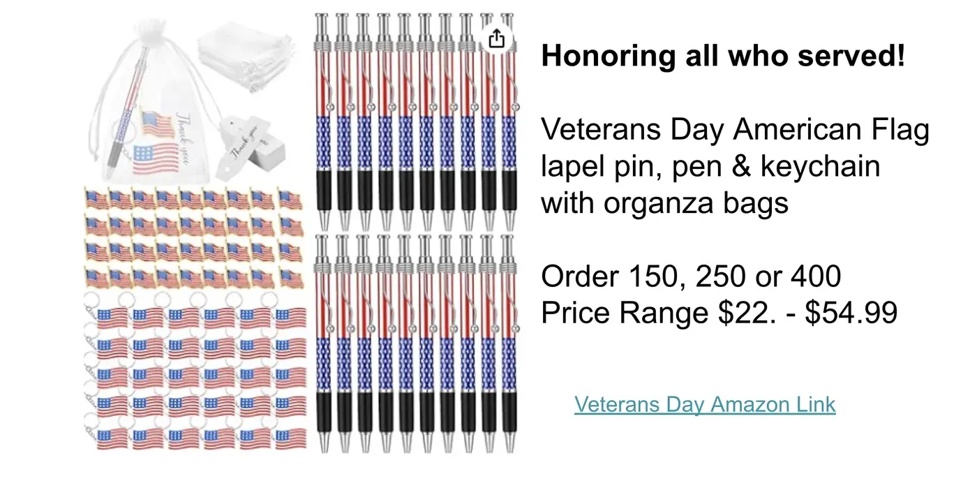 Veterans Day American Flag Pins Pen Keychains