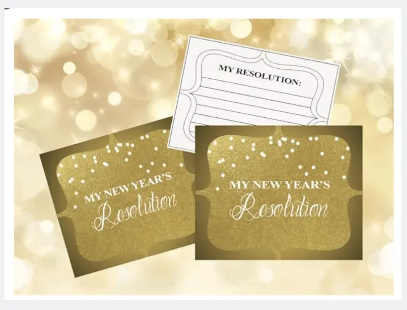 My New Year's Resolution Cards, Gold Foil with Write-In Back