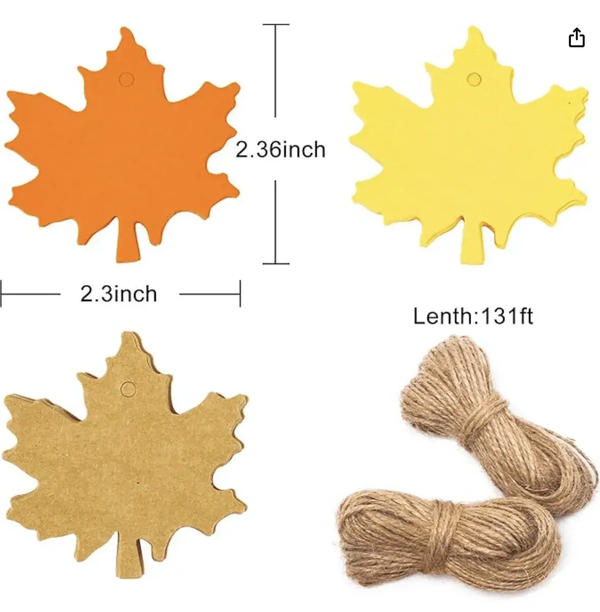 150 Pcs Fall Gift Tags Maple Leaves Favor Paper Tags Favor with 131 Feet Natural Jute Twine for Autumn, Thanksgiving, Wedding, Craft Presents (3 Colors)
